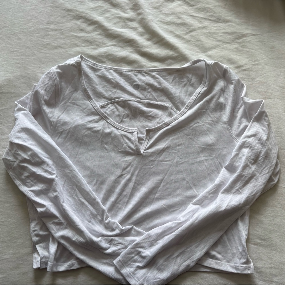 lululemon athletica Henley White Long Sleeve Tee